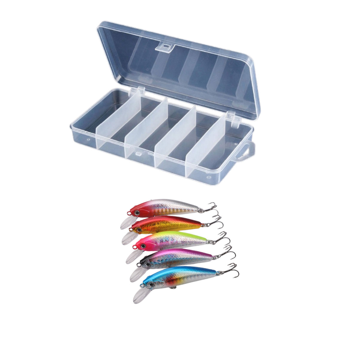 Kit de Señuelos - 5 Minnow + Organizador